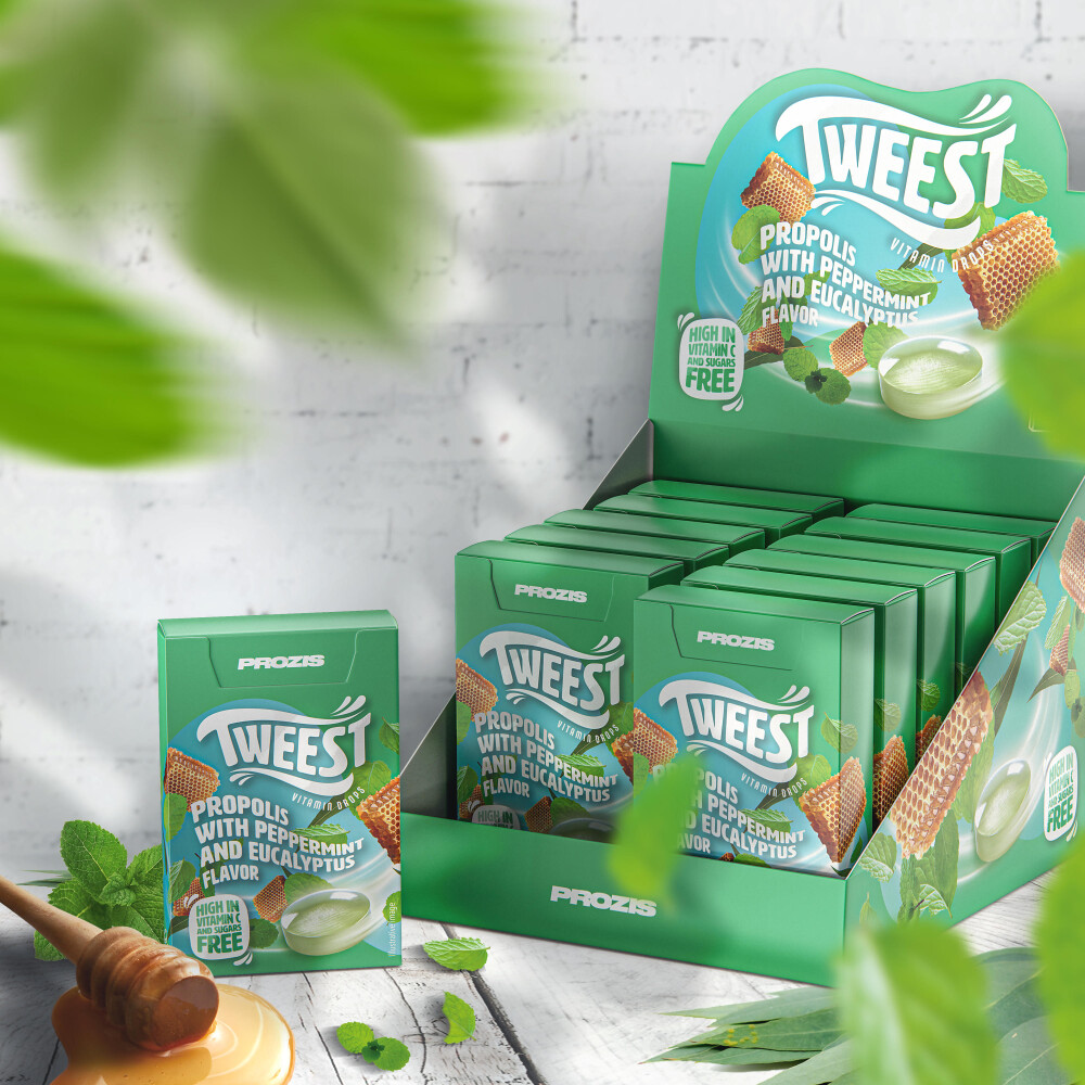 12 x Tweest Vitamin Drops - Propolis mit Pfefferminz- und Eukalyptus-Geschmack 50 g