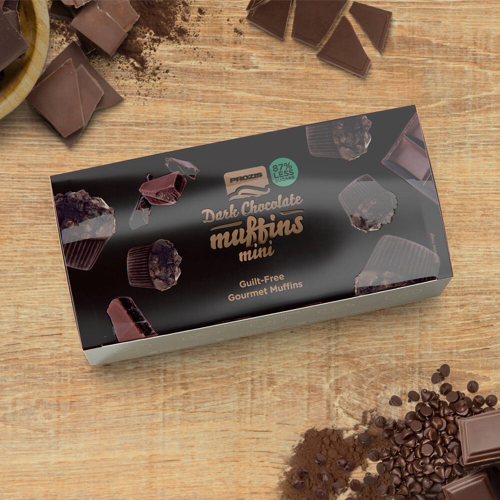 2 x Cocoa-Dark Choco Chip Mini Muffins - Low Sugar Muffins 30 g