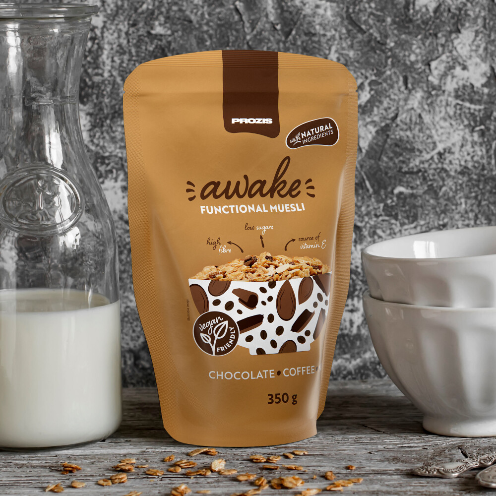 Awake Functional Muesli 350 g Morceaux de Chocolat - Fruits Secs - Grains de Café