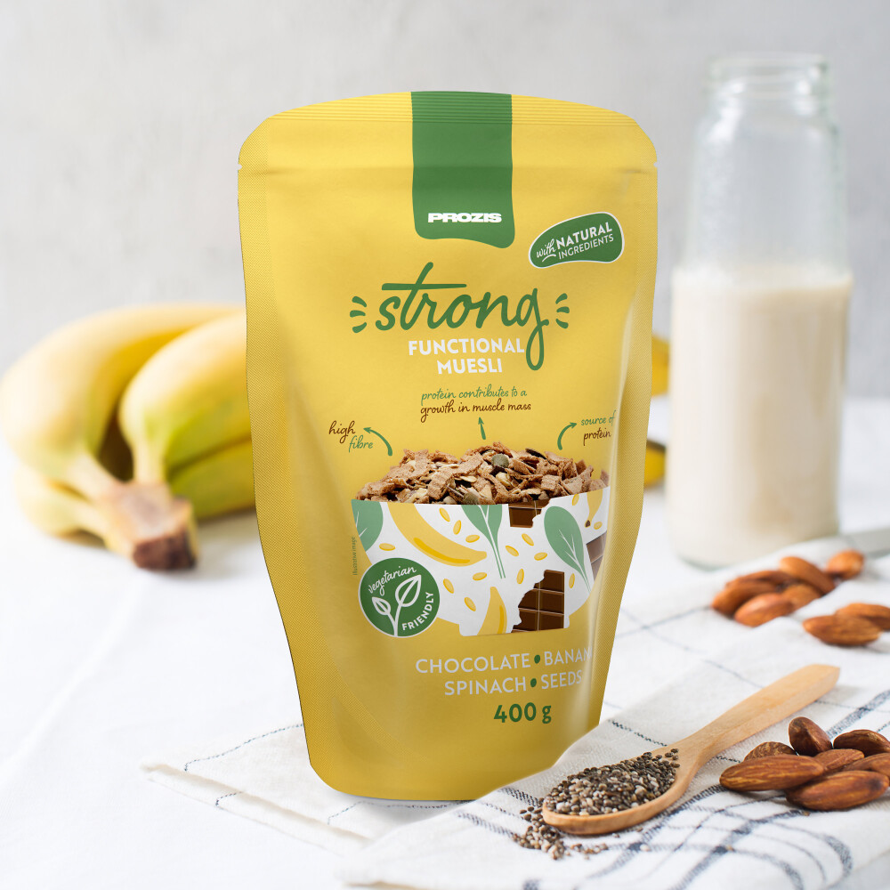 Strong Functional Muesli 400 g Chocolat - Banane - Épinards - Graines