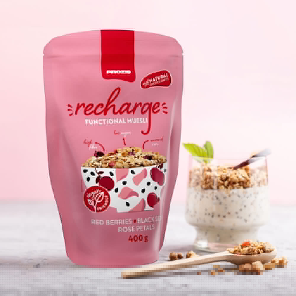 Recharge Functional Muesli 400 g Red Berries - Black Sesame - Rose Petals