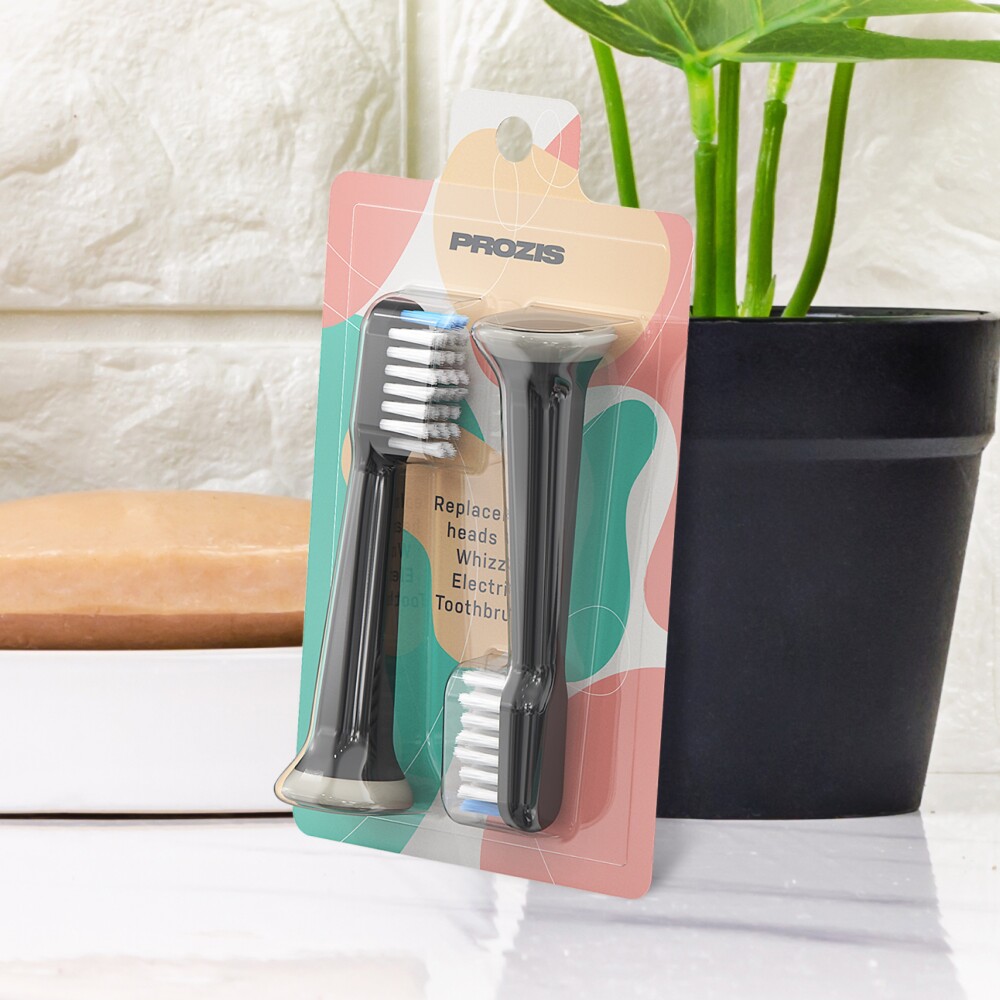2 x Tête de Rechange pour Brosse à Dents Électrique Whizzy - Noir