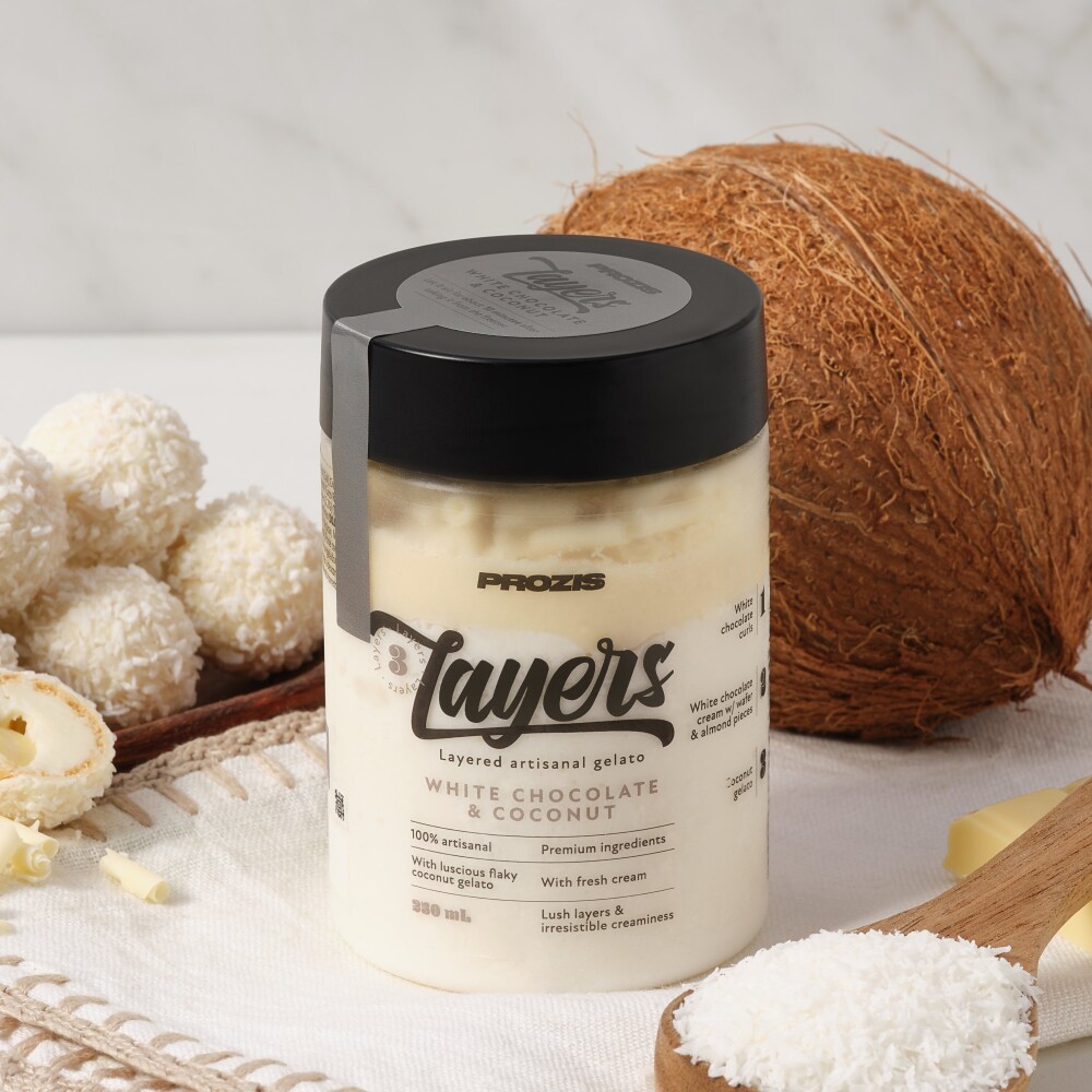 Layers Gelato - Weiße Schokolade & Kokosnuss 250 mL
