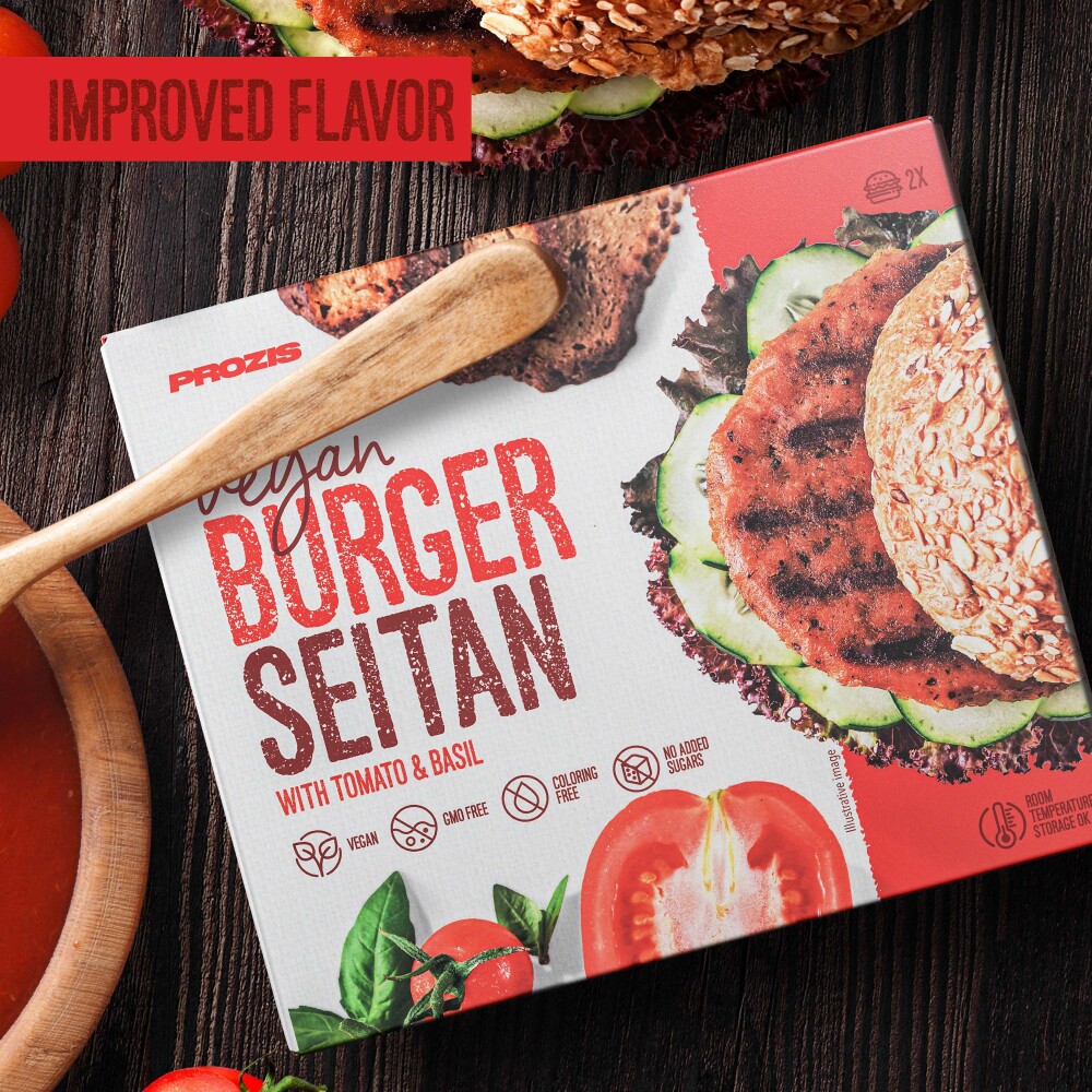 2 x Vegan Burger - Seitan avec Tomate et Basilic 80 g