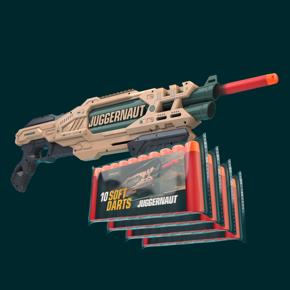 Juggernaut - Arma de brincar de dardos macios + 40 Dardos macios