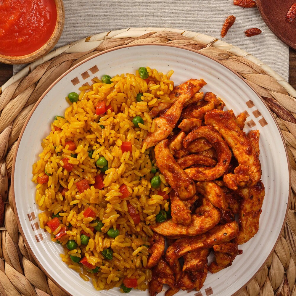 Südafrikanisches Piri-Piri-Hähnchen mit Reis