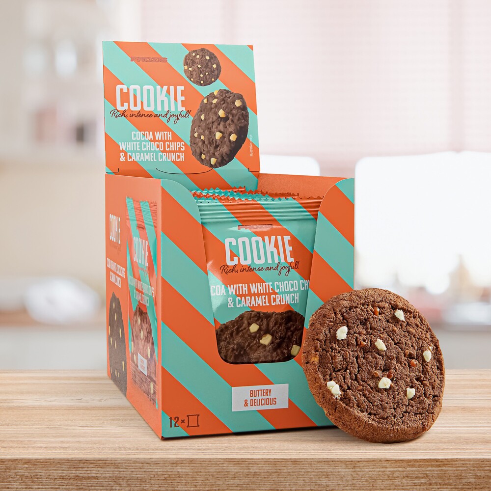 Biscuit Américain (12 pièces) - Cacao avec Pépites de Chocolat Blanc et Caramel Croquant