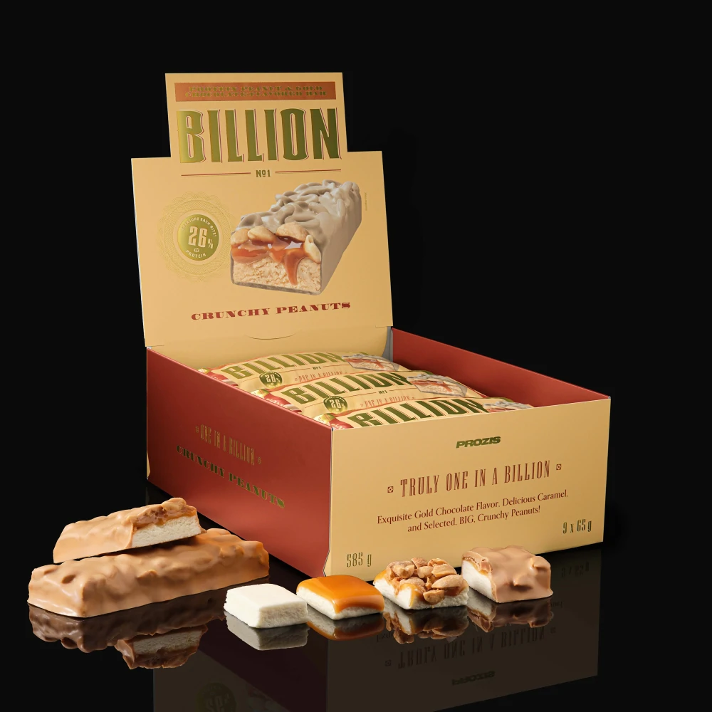 Billion - Barre Protéinée aux Cacahouètes et Gold Chocolate x 9 (1)