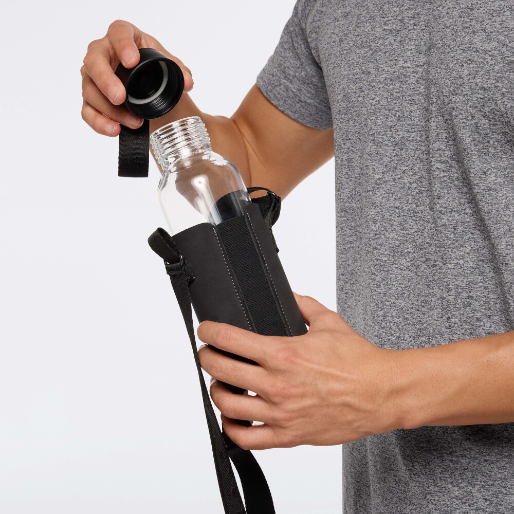 Bouteille en Verre et Porte-Bouteille en Neosuede - Dark Gray