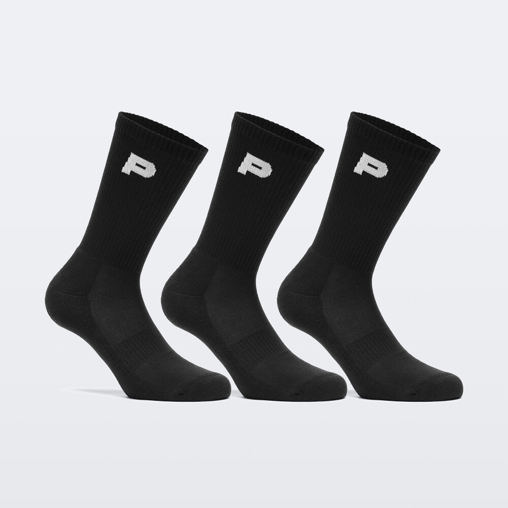 24/7 Cushioned Crew Socks - 3 Pack - Black