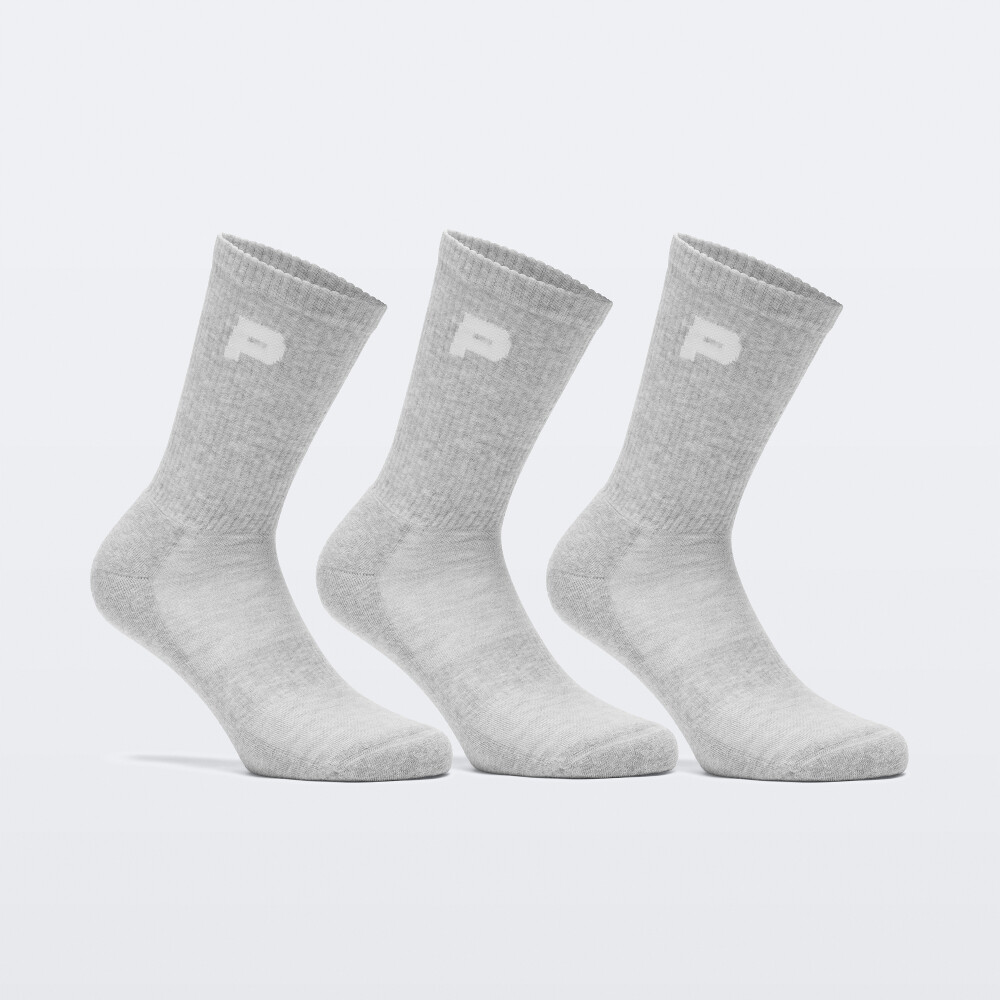 24/7 Cushioned Crew Socks - 3 Pack - Gray