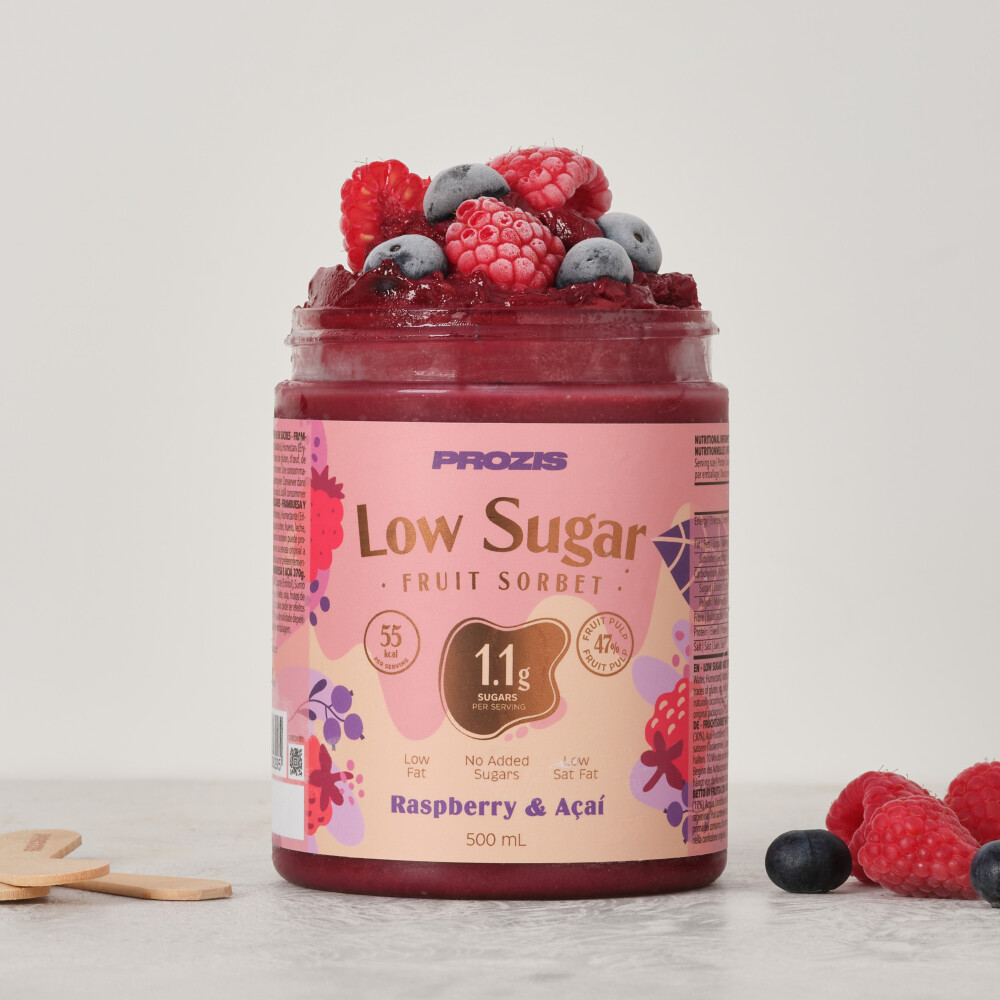 Sorvete de Fruta com Baixo Teor de Açúcares 500 mL - Framboesa e Açaí