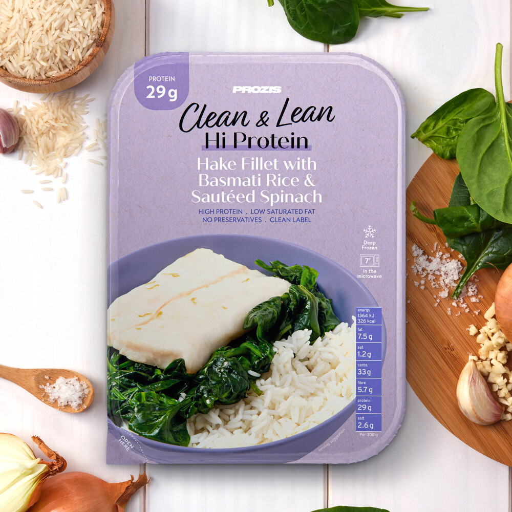 Clean & Lean Hi Protein - Seehechtfilet mit Basmatireis und sautiertem Spinat