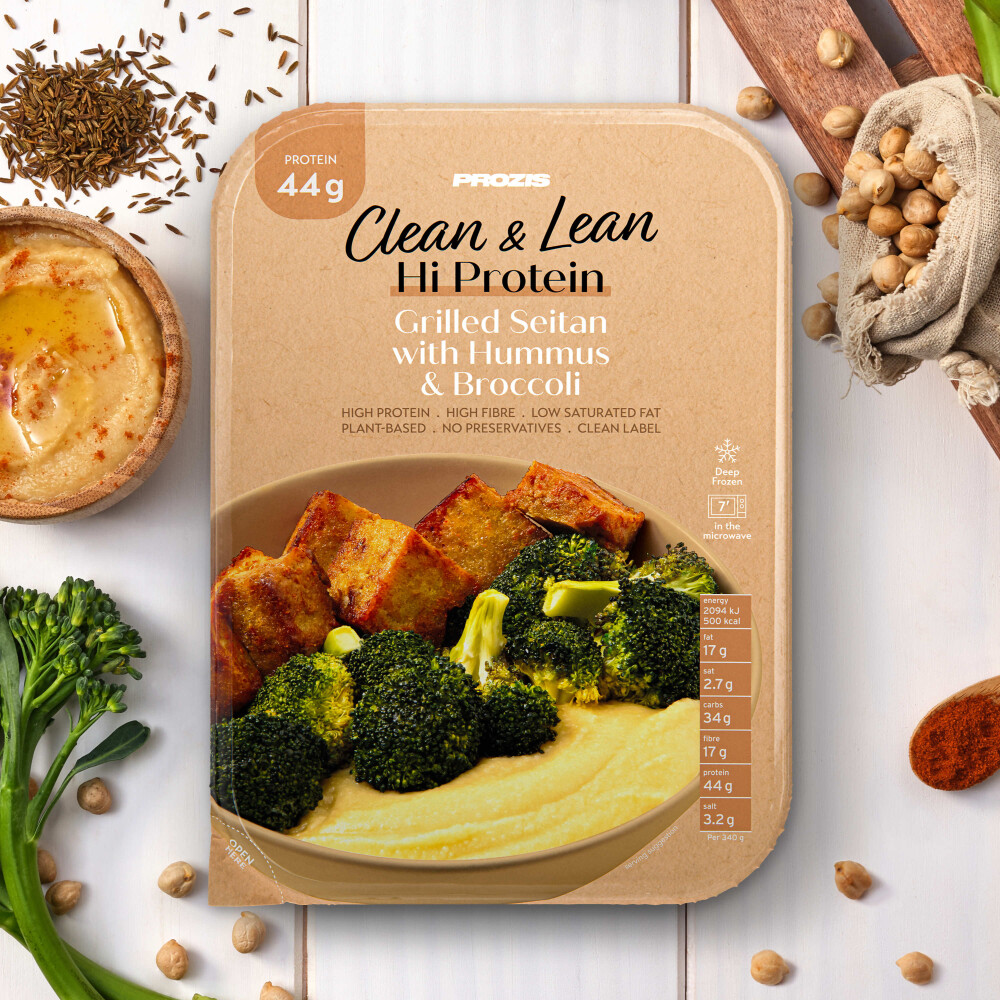 Clean & Lean Hi Protein - Gegrillter Seitan mit Hummus und Brokkoli
