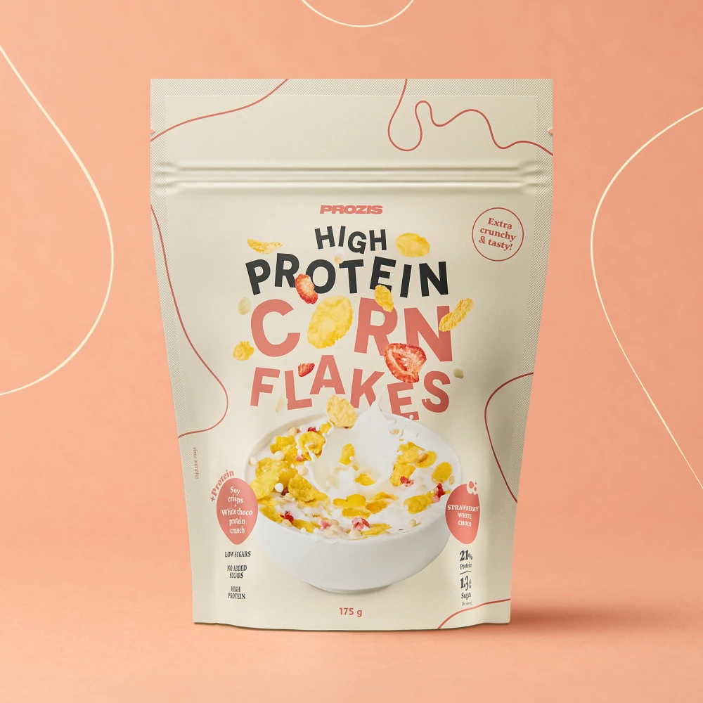 Proteinreiche Cornflakes - Erdbeere und weiße Schokolade 175 g (1)