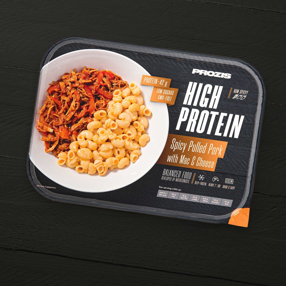 Pulled Pork Picante com Mac & Cheese High Protein