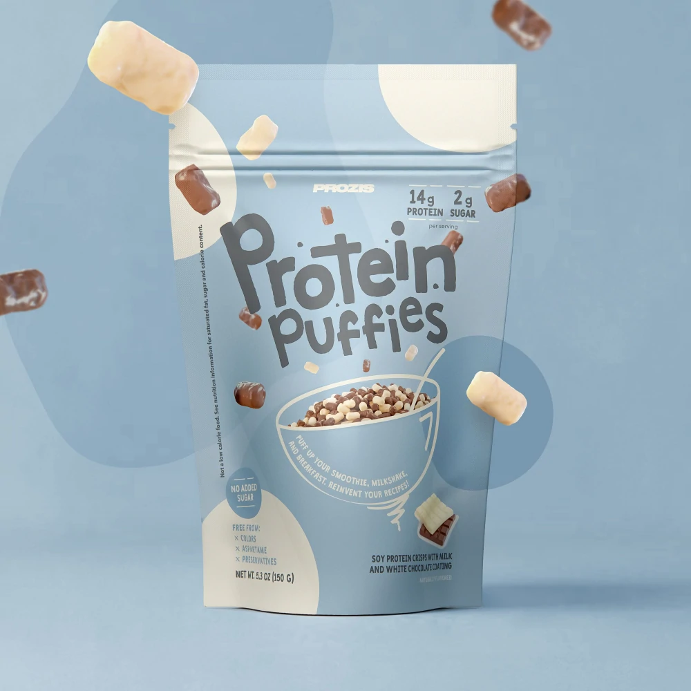 Protein Puffies - Chocolate Duo - White & Milk Chocolate Coating 5 oz (1)