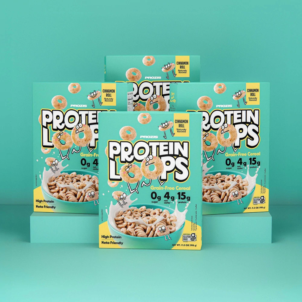 Protein Loops - High Protein Cereal - Cinnamon Roll 7oz (Pack of 4 ...