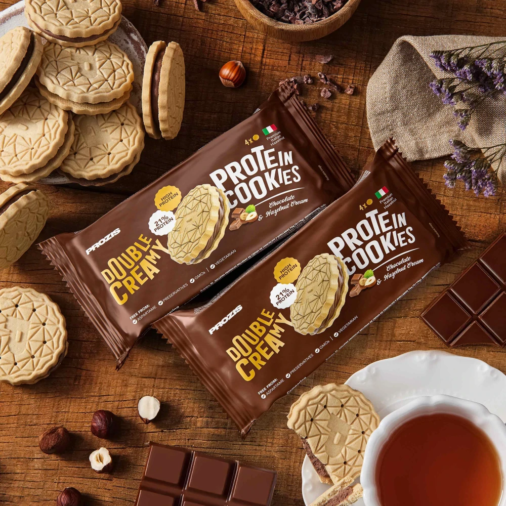 Double Creamy Protein Cookies (2 packs of 4) - Chocolate & Hazelnut Cream (1)
