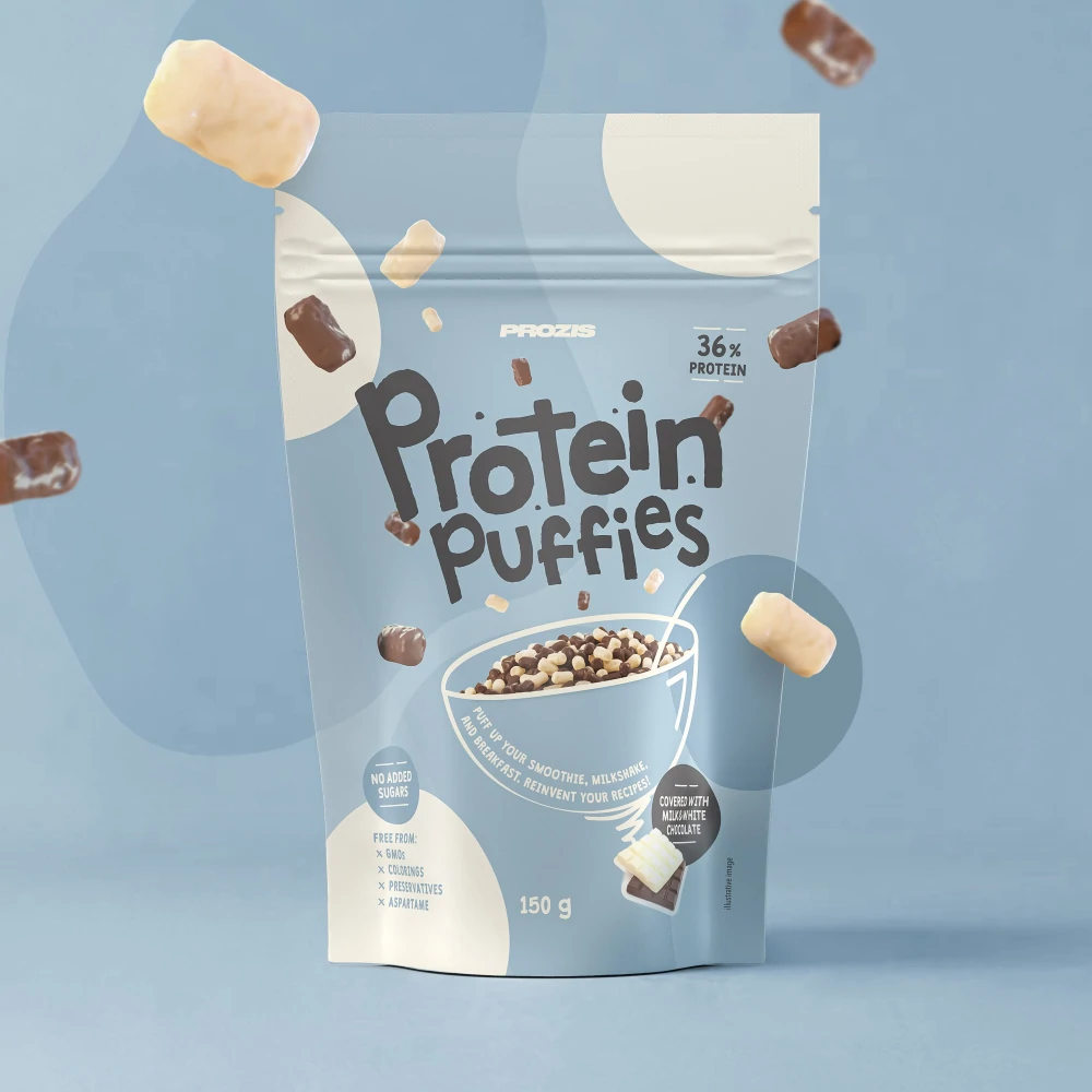Protein-Puffies - Schokoladen-Duo - Überzug aus weißer und Milchschokolade 150 g (1)