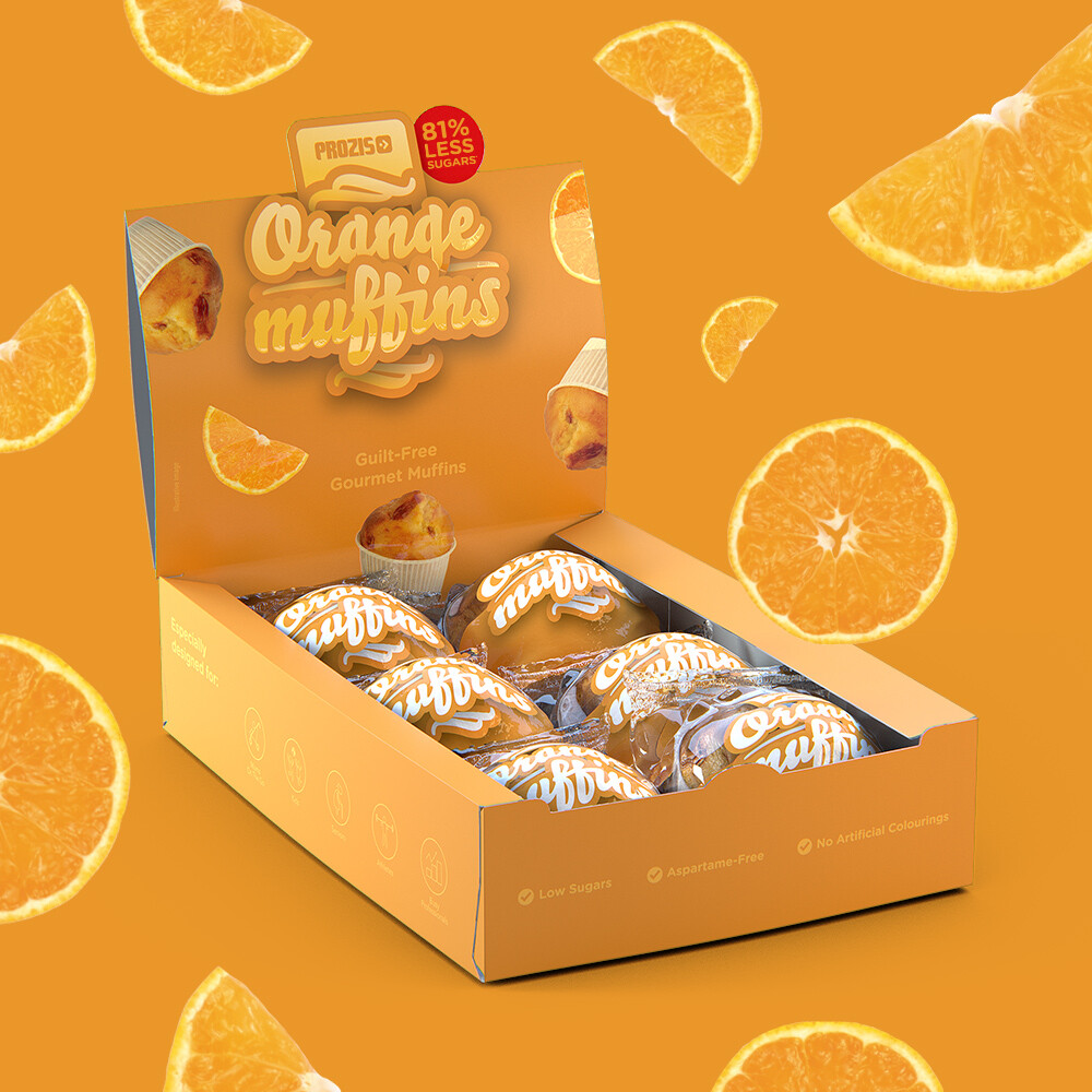 6 x Orangen-Muffins - Zuckerarm Muffins 60 g