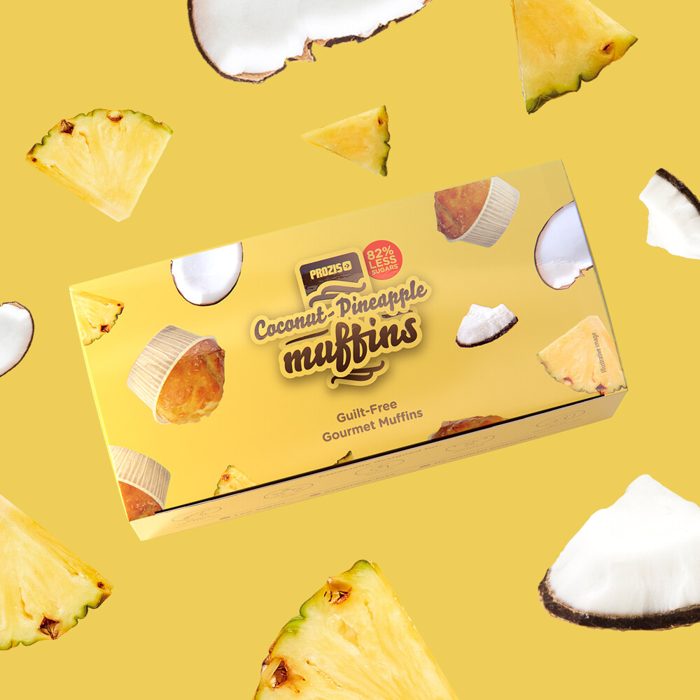 2 x Coconut-Pineapple Muffins - Low Sugar Muffins 60 g