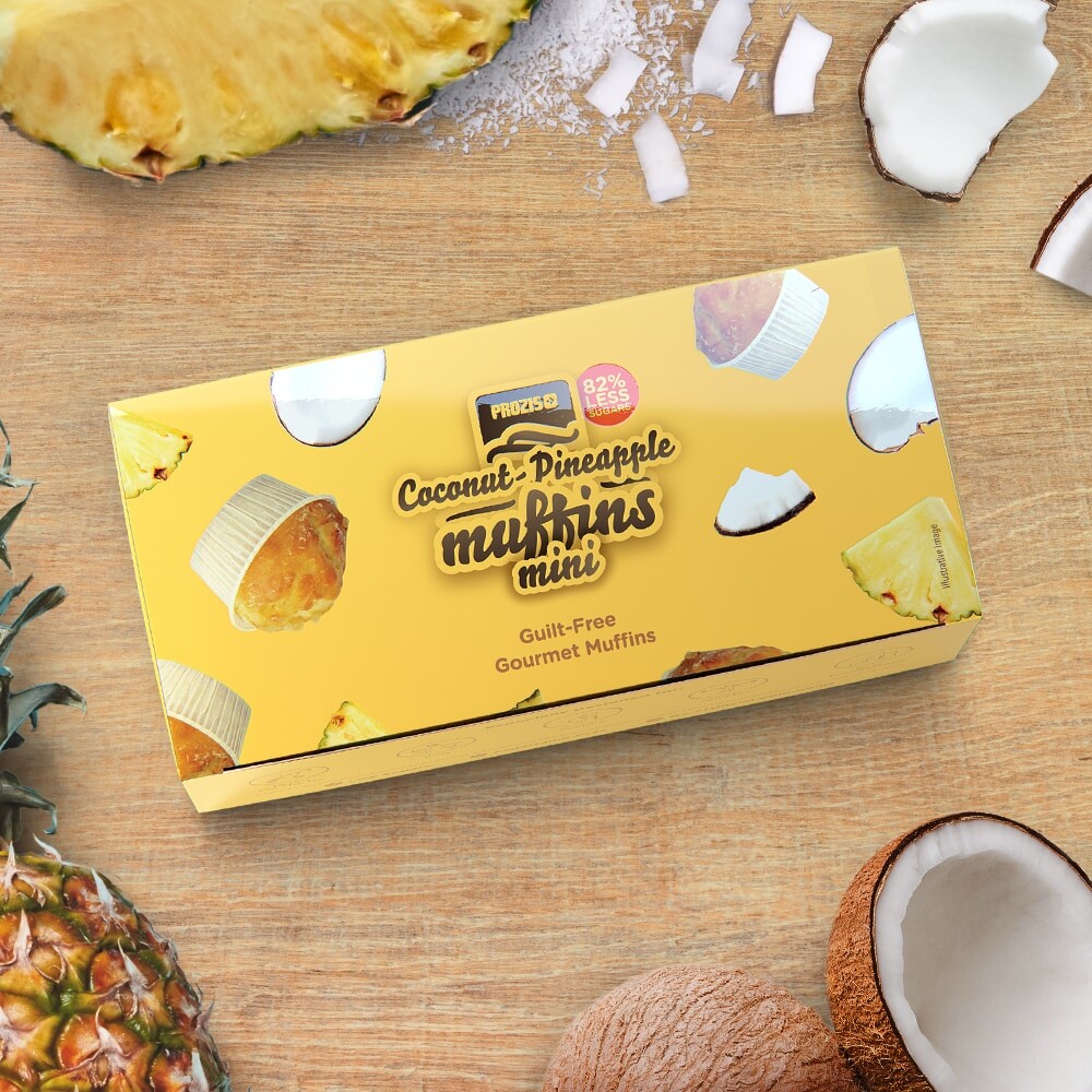 2 x Coconut-Pineapple Mini Muffins - Low Sugar Muffins 30 g