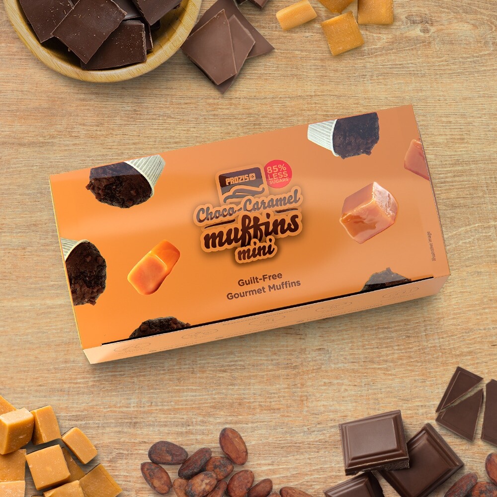 2 x Cocoa-Caramel Mini Muffins - Muffins com Baixo Teor de Açúcares 30 g
