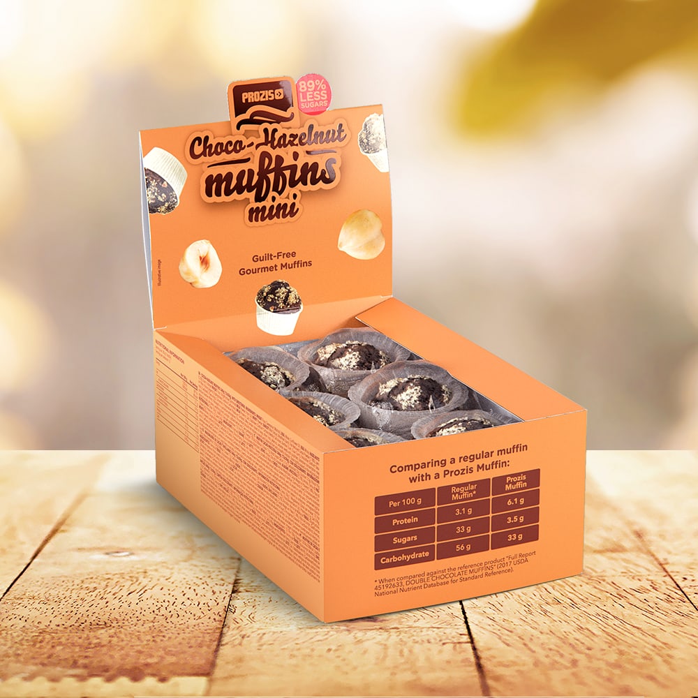 12 x Cocoa-Hazelnut Mini Muffins - Low Sugar Muffins 30 g