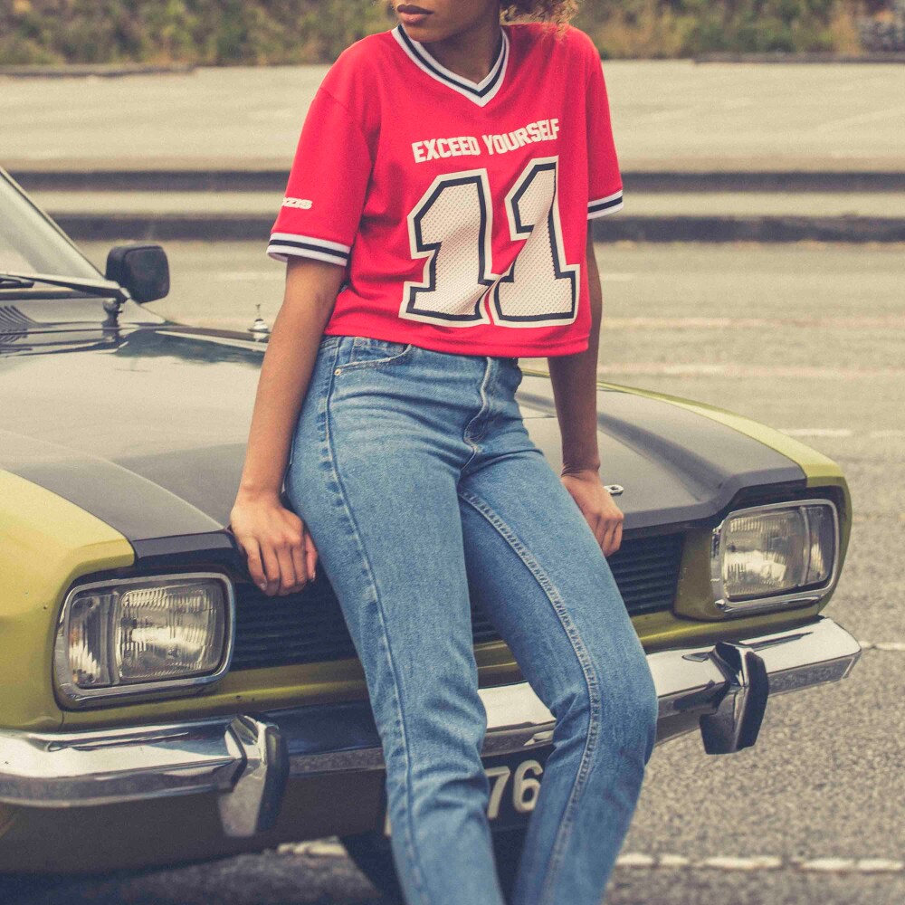 X-College Football Crop Top - High Red