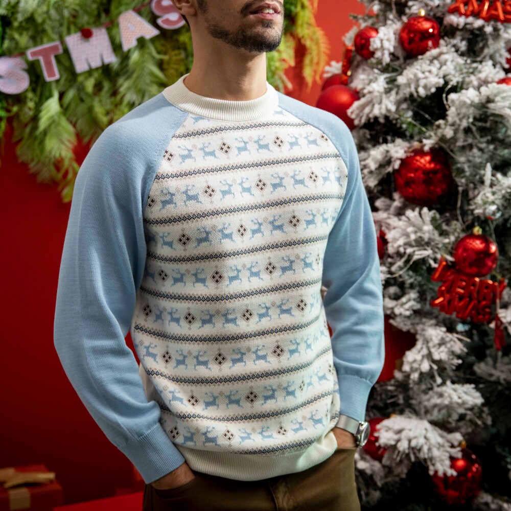 Pull Winter Rudolph - Blue/White