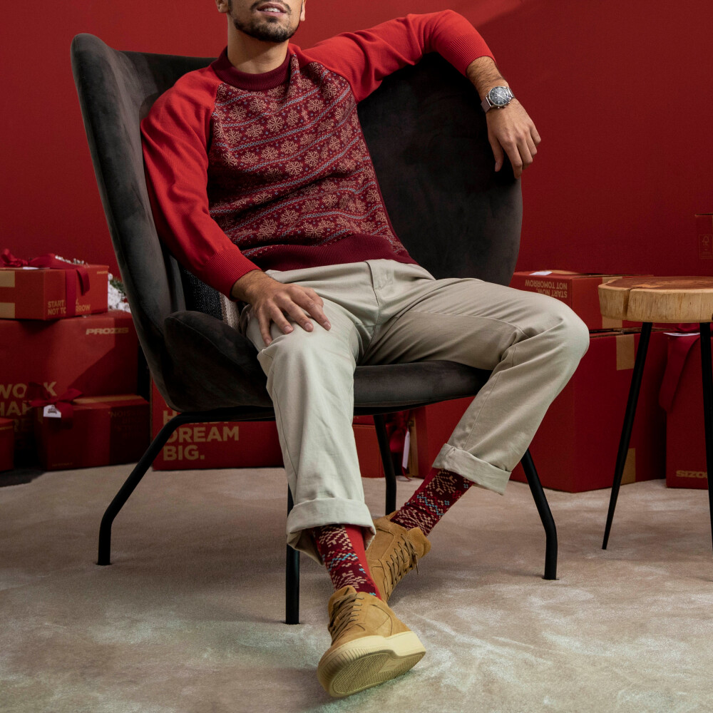 Xmas Flake Sweater - Red/Bordeaux