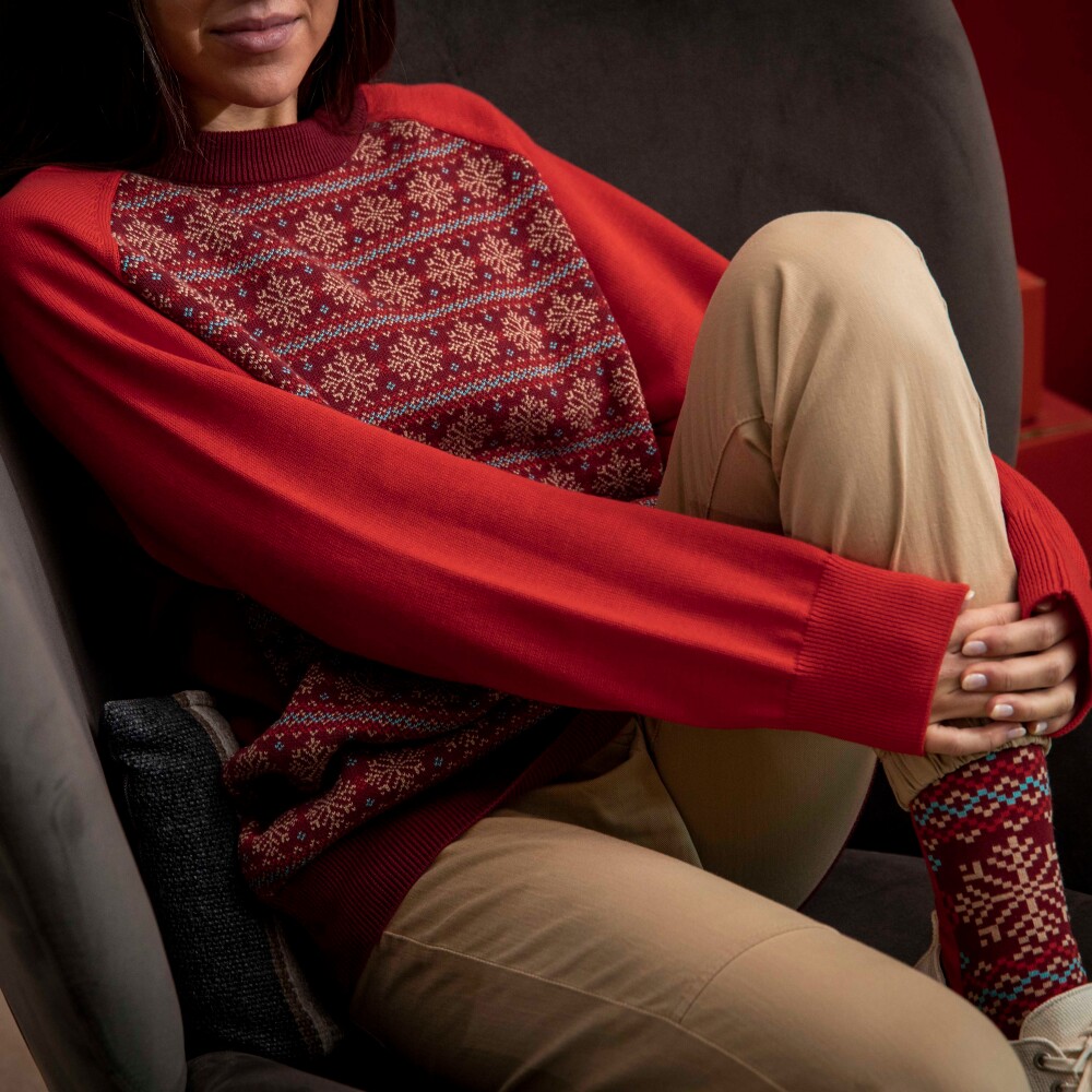 Pull Xmas Flake W - Red/Bordeaux