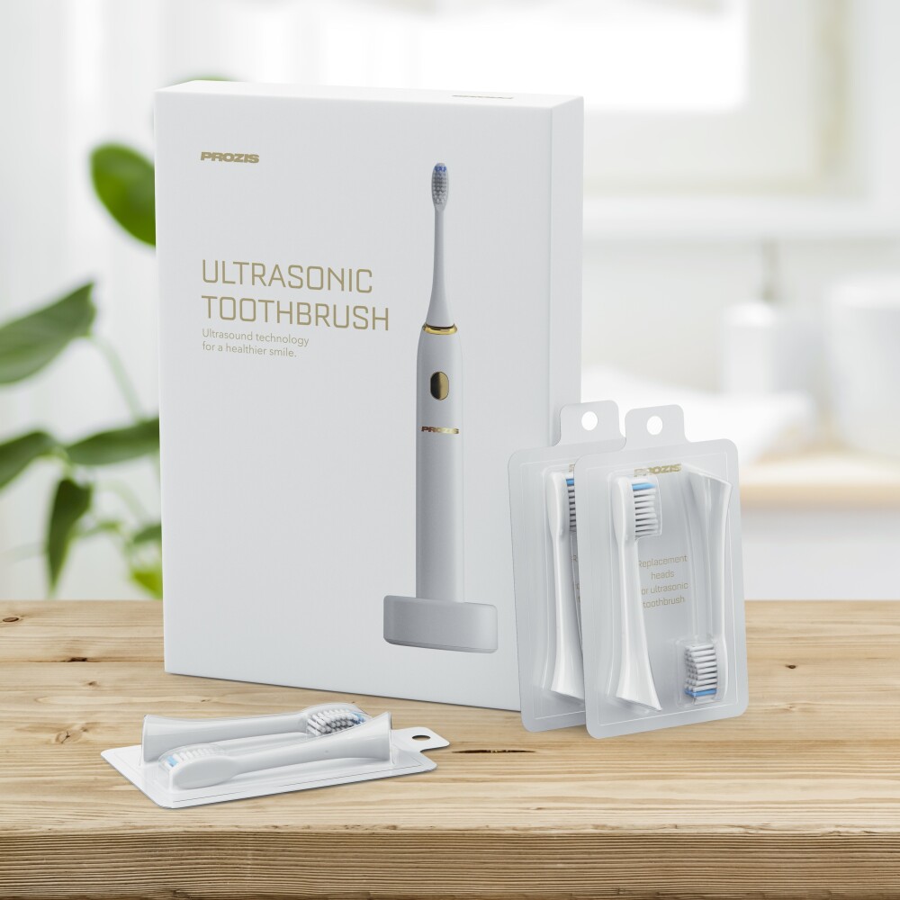 Escova de Dentes Ultrassónica W-1 Branca + 6 x Cabeça de Substituição