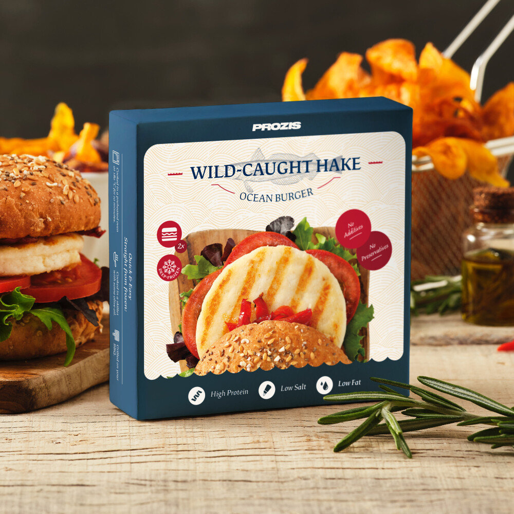 2 x Ocean Burger - Wildgefangener Seehecht, 85g