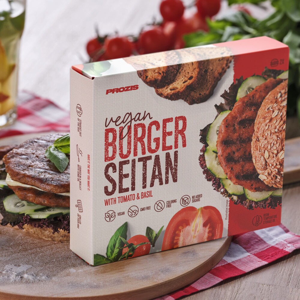 2 x Vegan Burger - Seitan mit Tomate & Basilikum 80 g