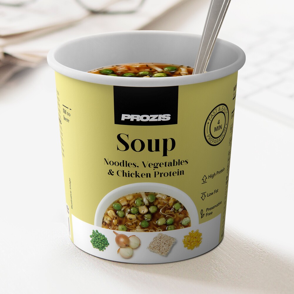 Protein-Suppe - Noodles &amp; Gemüse mit Hühnerprotein