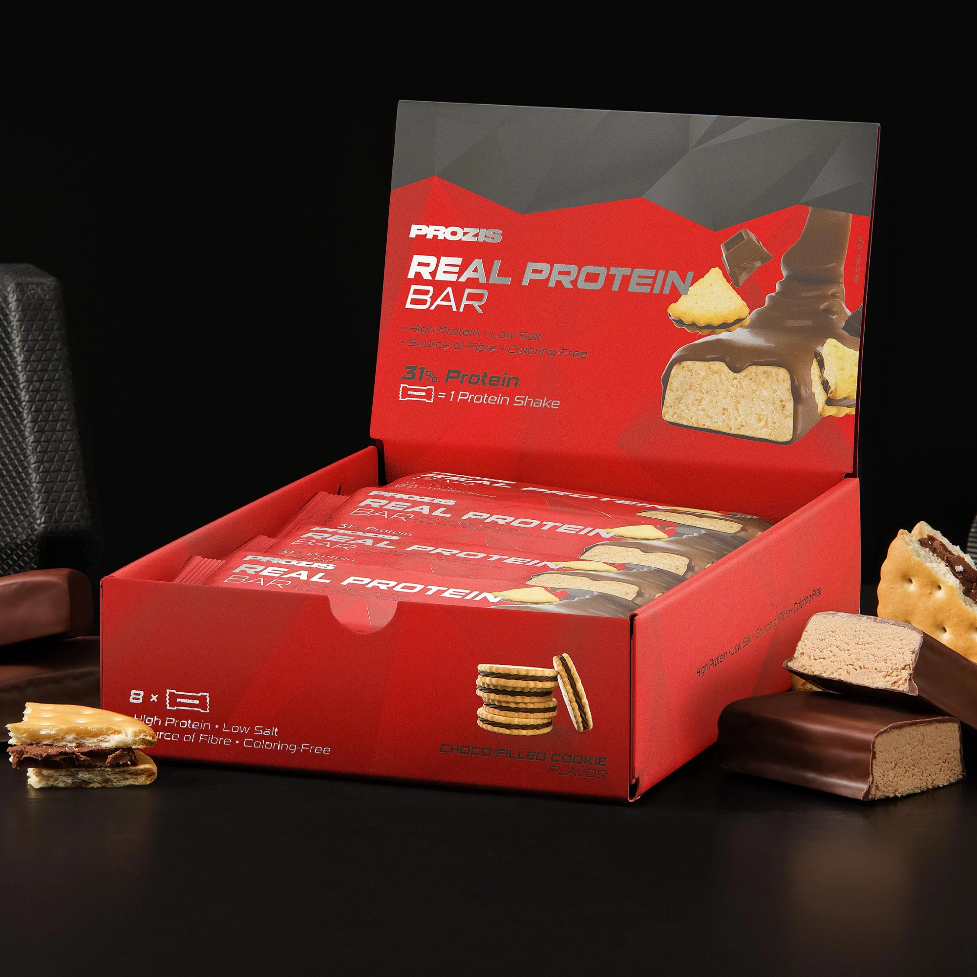 Real Protein Bar Prozis biscuit fourré au chocolat en promotion