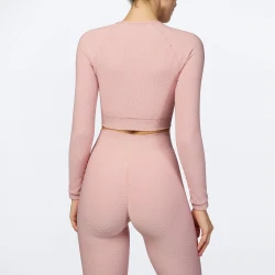 Peach Perfect FX Glitter LS Crop Top