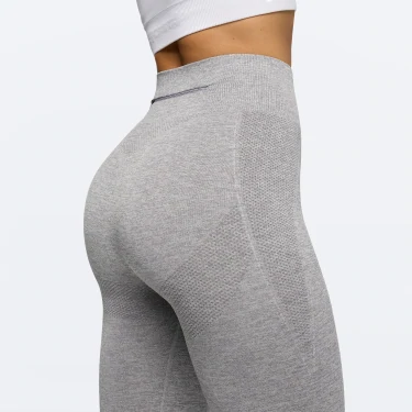 Contour Pocket Medium Waist Leggings - Light Gray Melange