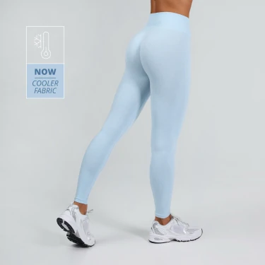 Athleisure Mid-Waist Leggings - Sky Blue Melange
