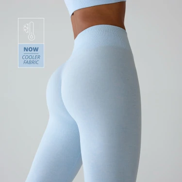 Athleisure Mid-Waist Leggings - Sky Blue Melange