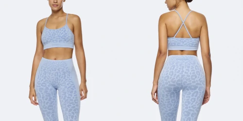 Workout Cheetah Sports Bra - Smoky Blue Melange - Clothing