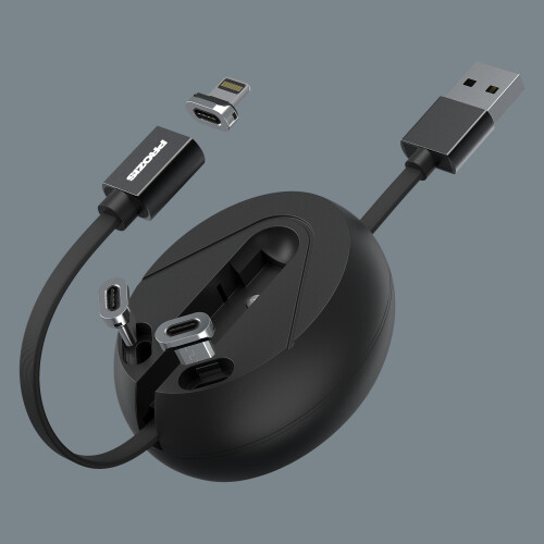 3-in-1 Retractable Magnetic USB Cable