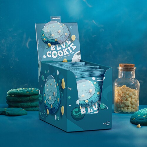 12 x Blue Cookie Pépites de Chocolat Blanc 40 g Barres et Snacks