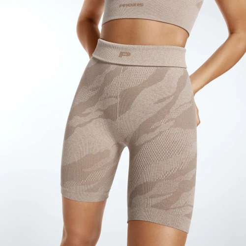 Special Forces High Waist Cycling Shorts Dark Beige Melange
