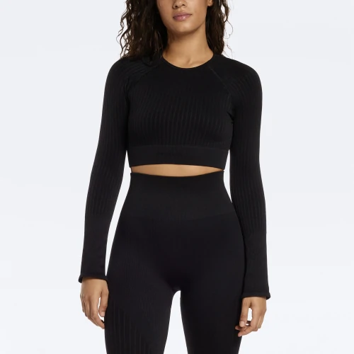 Crop top top maniche lunghe sport
