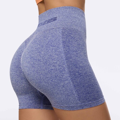 Pantalones cortos de cintura alta Peach Perfect - Royal Blue Melange