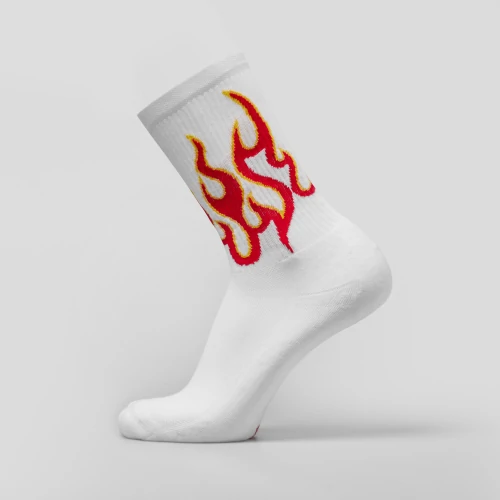 Flame On Crew Socks White Red Performance Sports Prozis