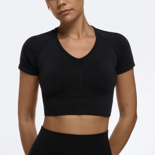BFF Crop T Shirt Black Melange Performance Sports Prozis